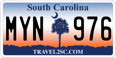 SC license plate MYN976