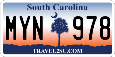 SC license plate MYN978