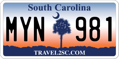 SC license plate MYN981