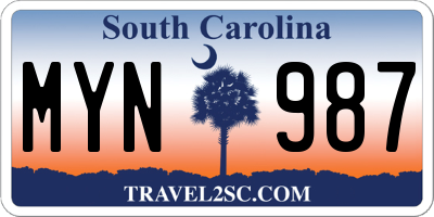 SC license plate MYN987