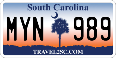 SC license plate MYN989