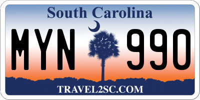 SC license plate MYN990