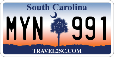 SC license plate MYN991