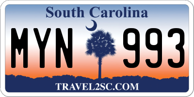 SC license plate MYN993