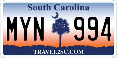 SC license plate MYN994