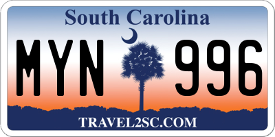 SC license plate MYN996