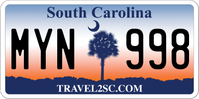 SC license plate MYN998
