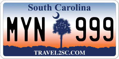 SC license plate MYN999