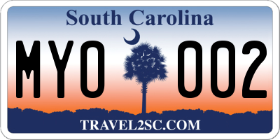 SC license plate MYO002