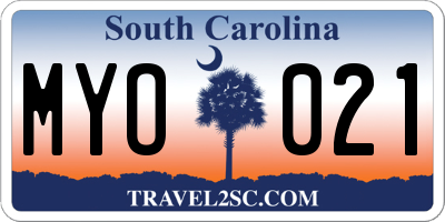 SC license plate MYO021