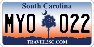 SC license plate MYO022