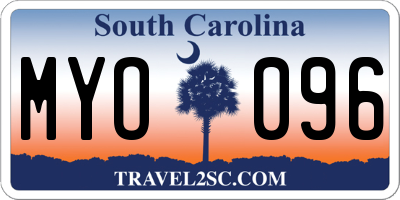 SC license plate MYO096