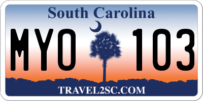 SC license plate MYO103
