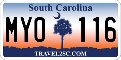 SC license plate MYO116