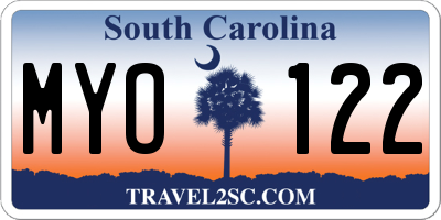 SC license plate MYO122