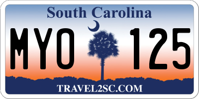 SC license plate MYO125
