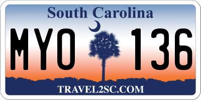 SC license plate MYO136