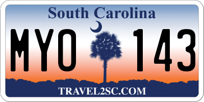 SC license plate MYO143