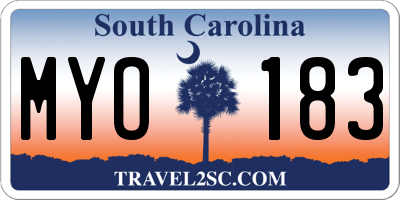 SC license plate MYO183