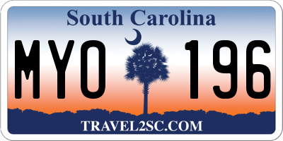 SC license plate MYO196