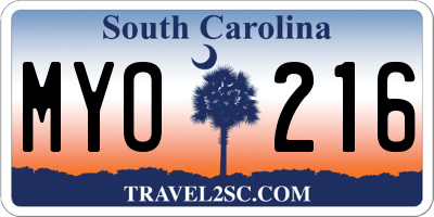 SC license plate MYO216