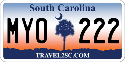 SC license plate MYO222