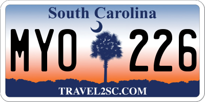 SC license plate MYO226