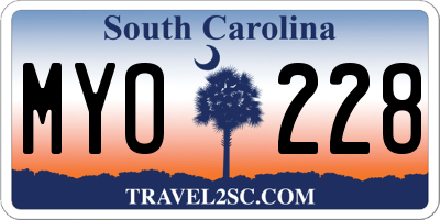 SC license plate MYO228