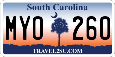 SC license plate MYO260