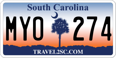 SC license plate MYO274