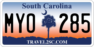 SC license plate MYO285