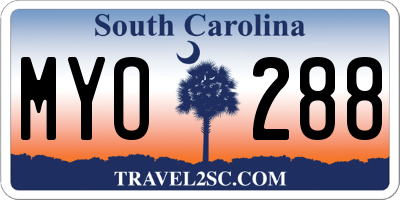 SC license plate MYO288