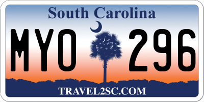 SC license plate MYO296
