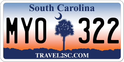 SC license plate MYO322