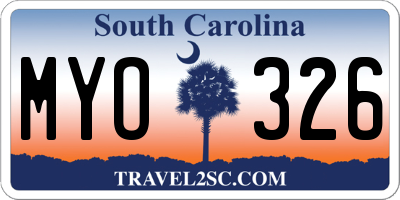 SC license plate MYO326