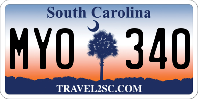SC license plate MYO340