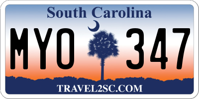 SC license plate MYO347