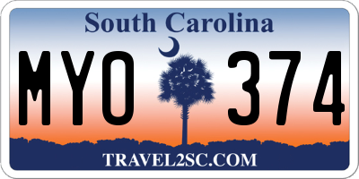 SC license plate MYO374