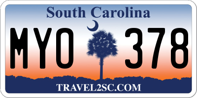 SC license plate MYO378