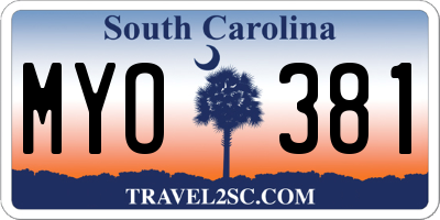 SC license plate MYO381