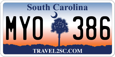 SC license plate MYO386