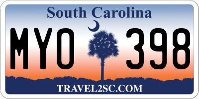 SC license plate MYO398