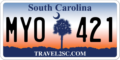 SC license plate MYO421