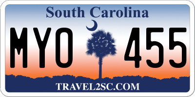 SC license plate MYO455