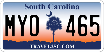 SC license plate MYO465