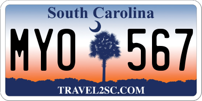 SC license plate MYO567