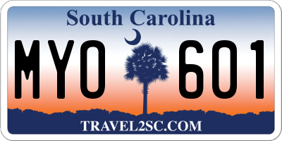 SC license plate MYO601