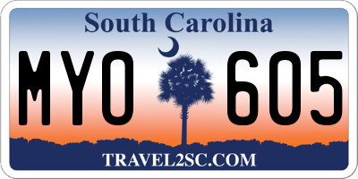 SC license plate MYO605