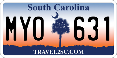 SC license plate MYO631