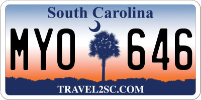 SC license plate MYO646